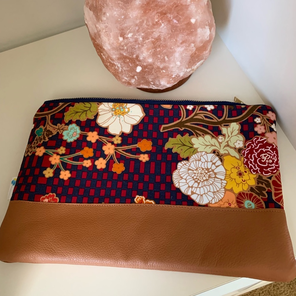 Floral clutch with vegan leather